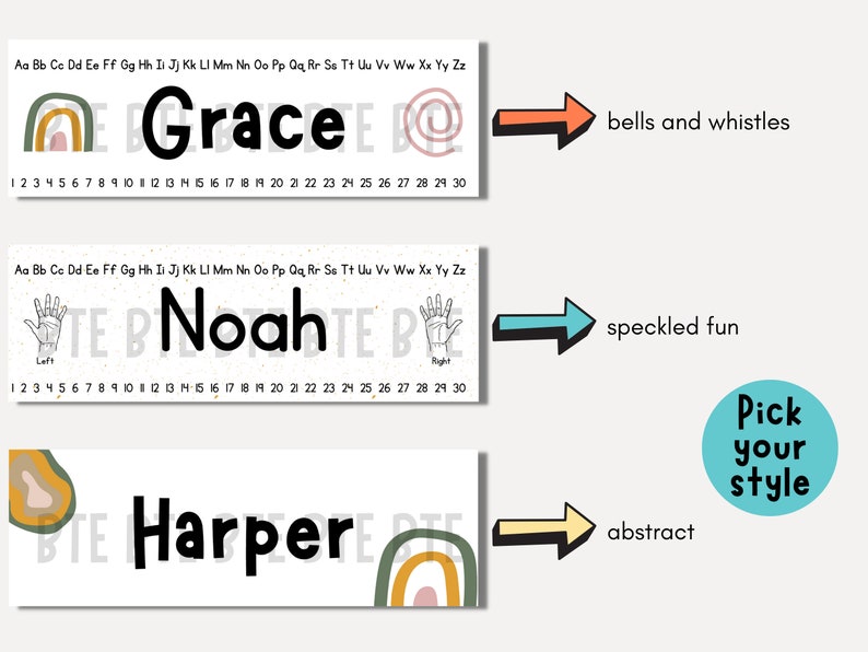 Boho Rainbow Desk Name Tags for Students Editable Desk Plates Etsy