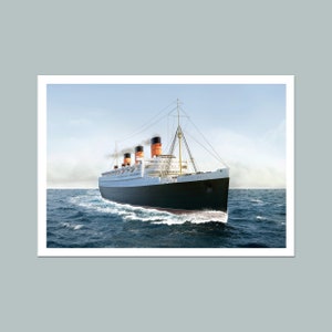 QUEEN MARY SHIP, Cartel del transatlántico, Impresión de arte moderno, Decoración de la pared