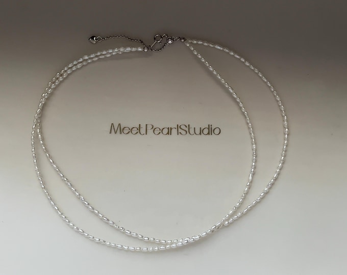 High luster baroque pearl necklace. Double layer baroque pearl chocker.