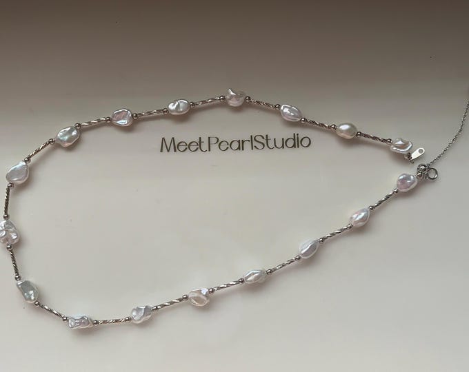 High luster fresh water pearl chocker