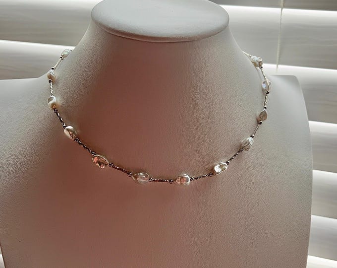 High luster fresh water pearl chocker