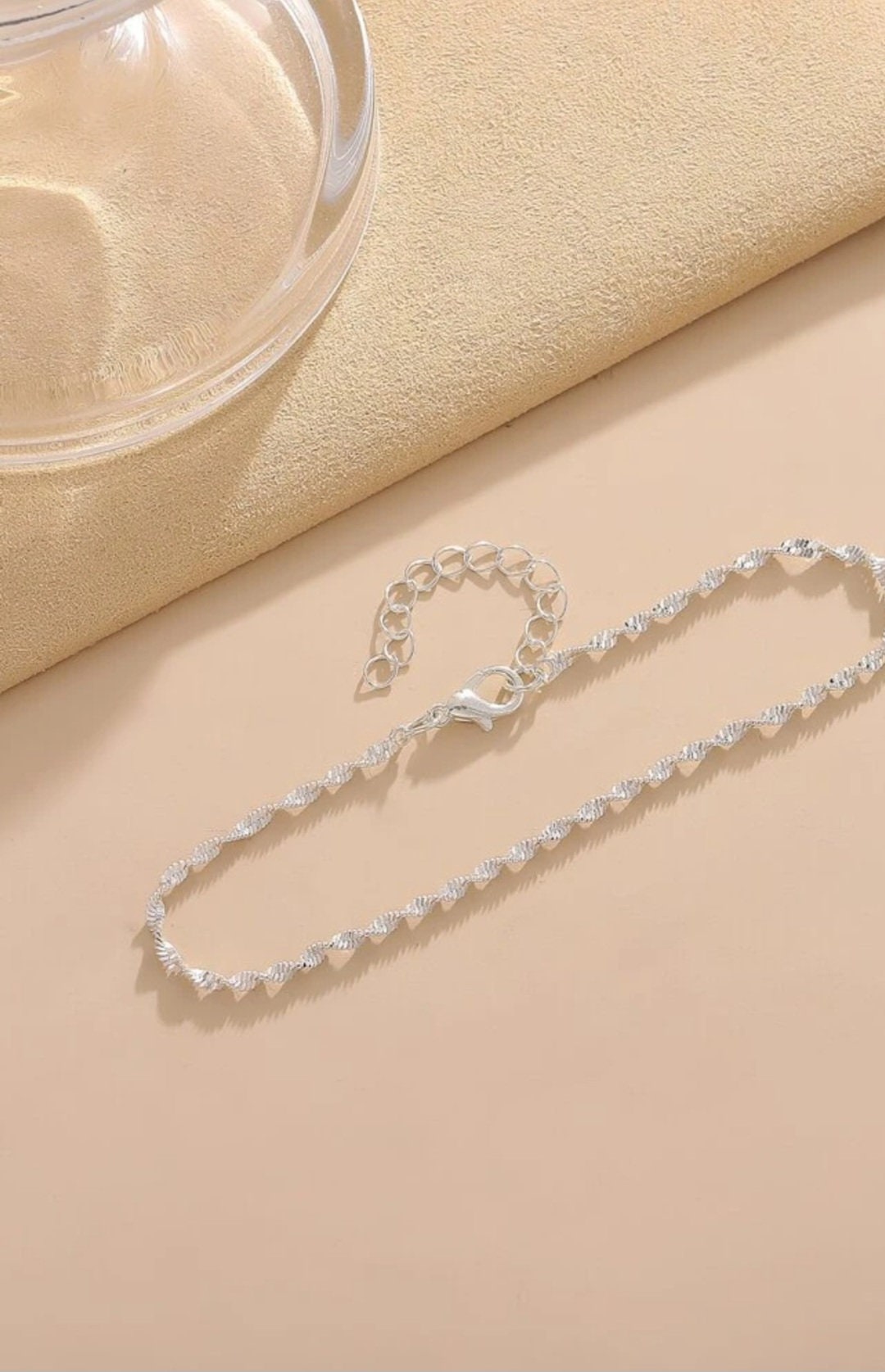 Silver Twist Chain Anklet Elegant Perfect Gift for Her Etsy UK