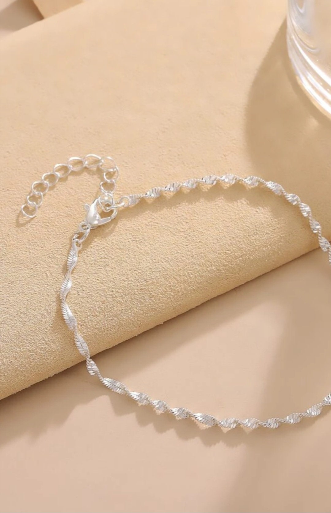 Silver Twist Chain Anklet Elegant Perfect Gift for Her Etsy UK