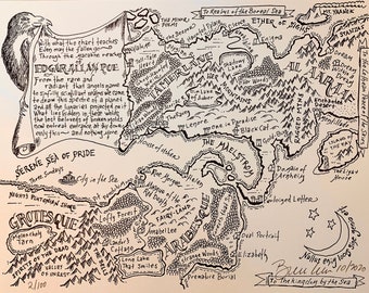 Edgar Allan Poe Fantasy Map Letterpress Imprimer