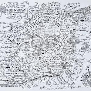 Impression typographique Walt Whitman Fantasy Map