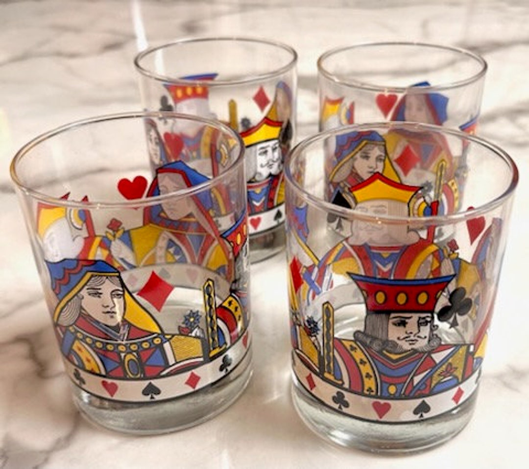 Vintage Libbey Playing Card Glasses Set of Four in Package Etsy