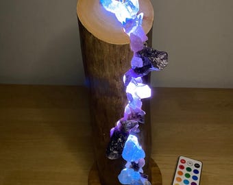 Harmony Crystal Desk Lamp – Handmade Amethyst, Calcite & Quartz Night Light