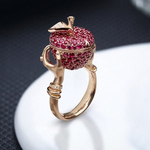 Crystal Apple Ring with Secret Compartment