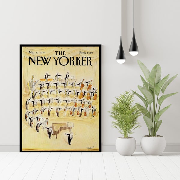 The New Yorker Magazine Cover “Orchestral percussionist receive applause” by J. J. Sempé | March 12 1984 | Instant Download | Wallart