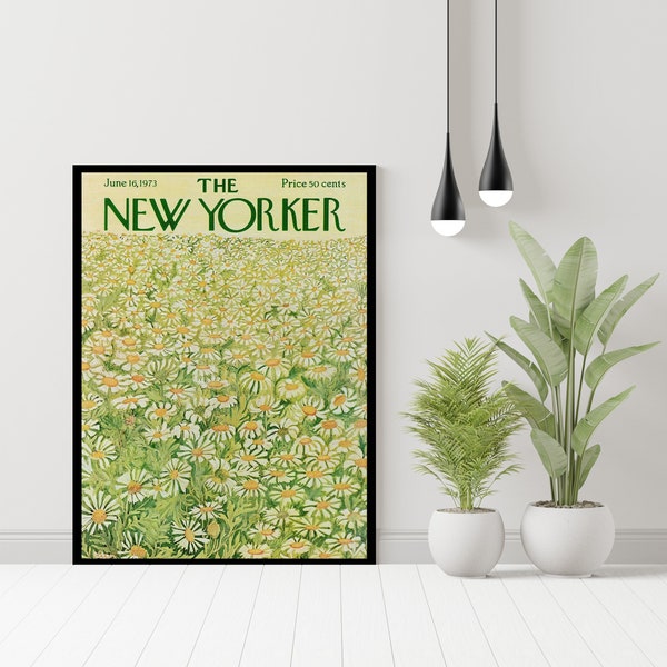 The New Yorker Magazine Cover “Daisy flower field” by  Ilonka Karasz | June 16 1973 | Magazine Cover Prints | Instant Download | Wallart