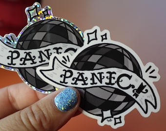 Autocollant boule disco boule de panique en vinyle, panique ! Sticker illustré à la boule à facettes