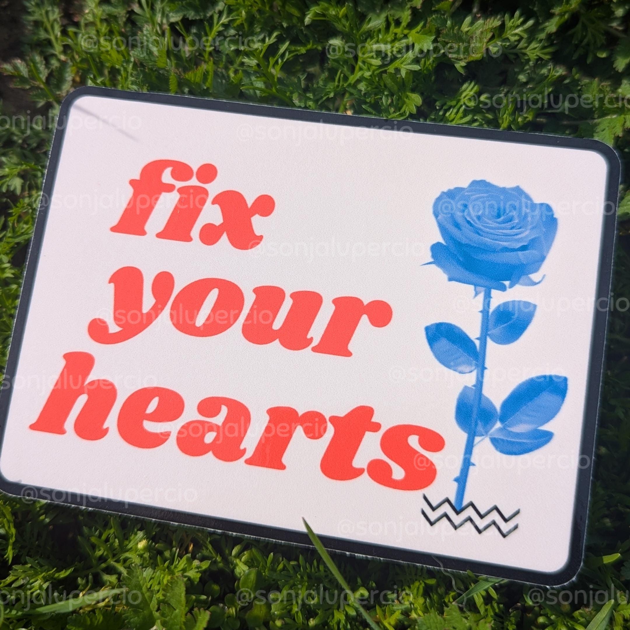 Fix Your Hearts sticker, Twin Peaks inspired sticker, blue rose sticker