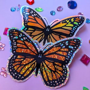 Monarch Butterfly Sticker | Holographic and Glittery Butterfly | 90s Y2K