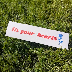Fix Your Hearts car magnet | Twin Peaks Car Magnets | trans rights bumper magnets, car accessories