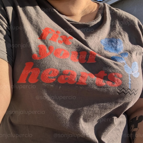 Fix Your Hearts T-Shirt, Twin Peaks Inspired, Trans Rights Blue Rose