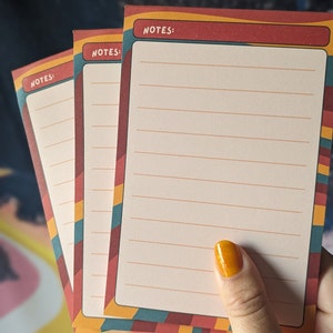 Retro Rainbow Notepad, 70s aesthetic notepads, colorful orange notepads, cute lined notepads