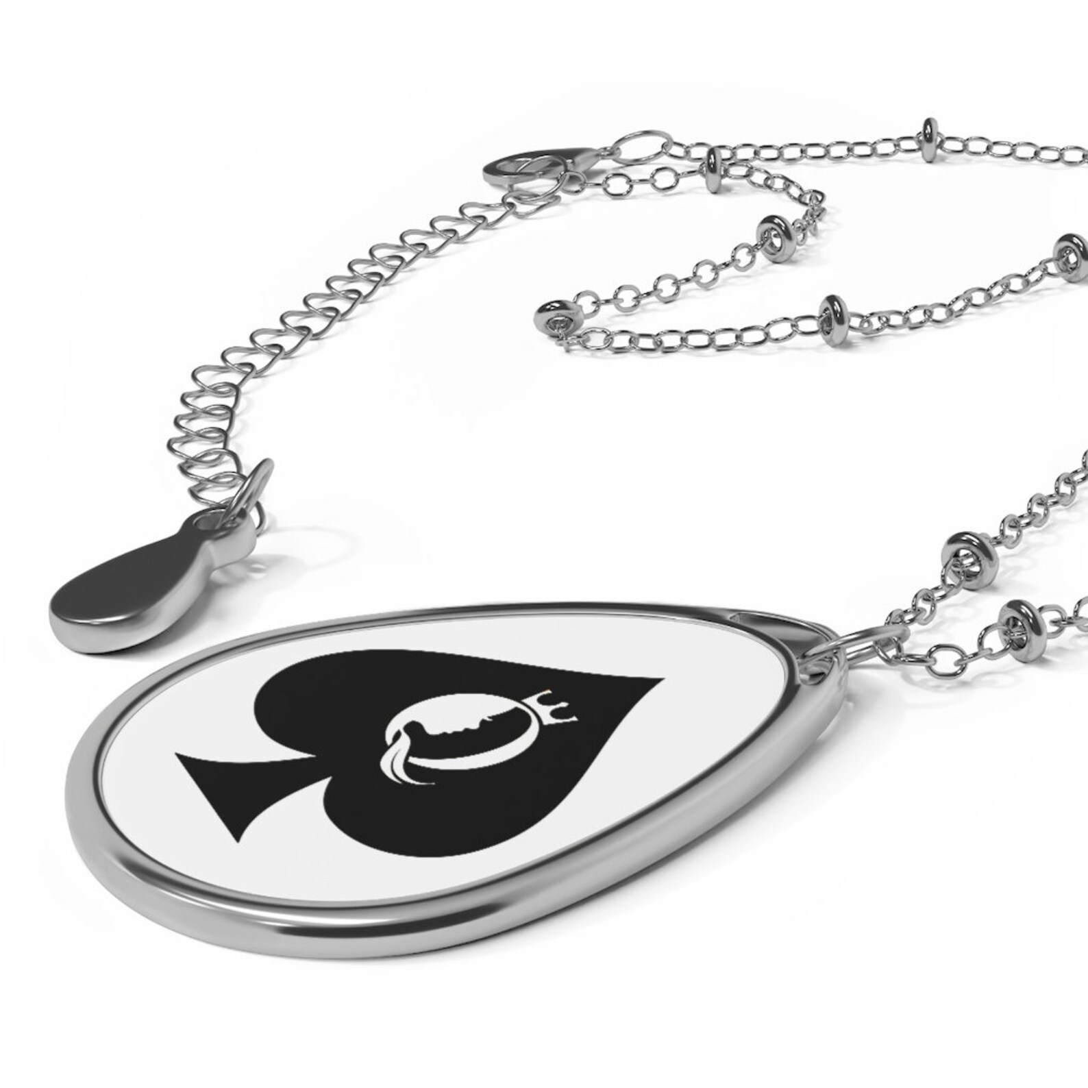 QOS Spade White Oval Necklace Etsy