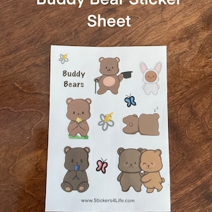 Cute and Kawaii Buddy Bear Sticker Sheet