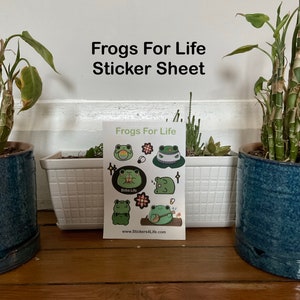 Cute and Kawaii Frogs For Life Sticker Sheet