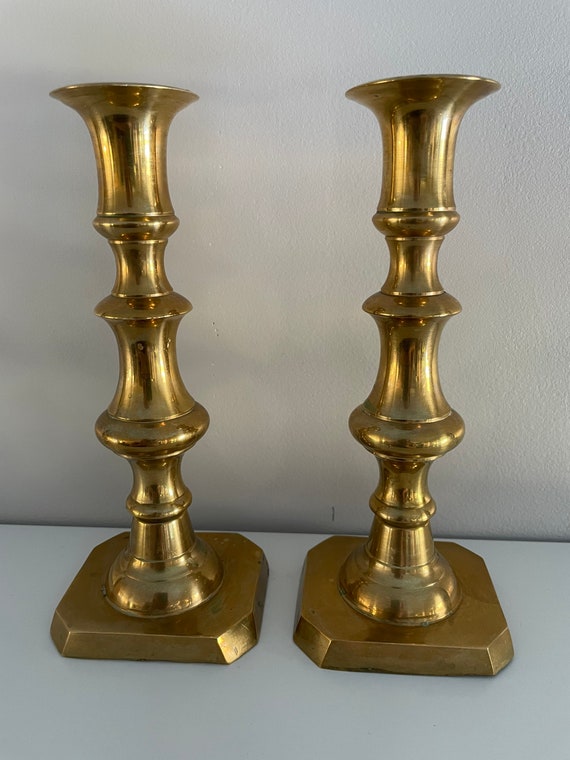 Pair of Vintage Solid Brass Candlesticks Etsy Canada