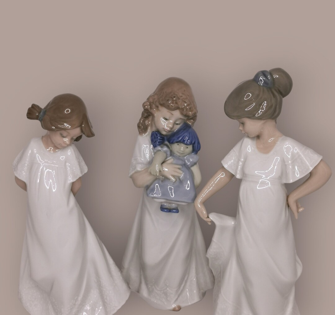 NAO by Lladro Set of 3 Vintage Porcelain Figurines NAO by Lladro so Shy