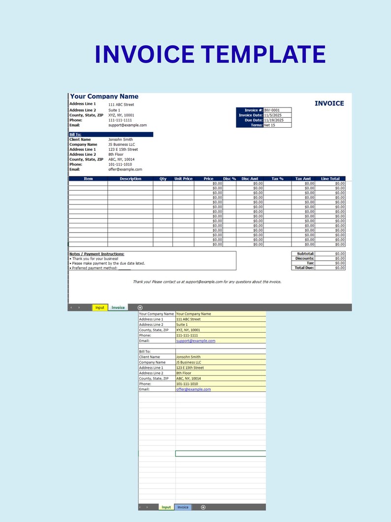 Invoice Template Excel | Business Billing Spreadsheet | Automated ...