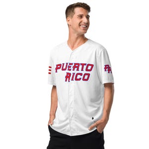Puerto Rico Taino White Classic Baseball Jersey imagen 4