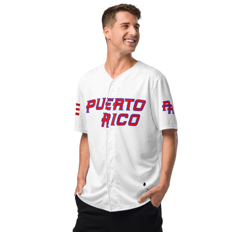 Puerto Rico Taino White Classic Baseball Jersey imagen 4