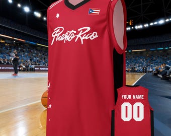 Puerto Rico FBPUR RED Basketball Team Stars Jersey 2024