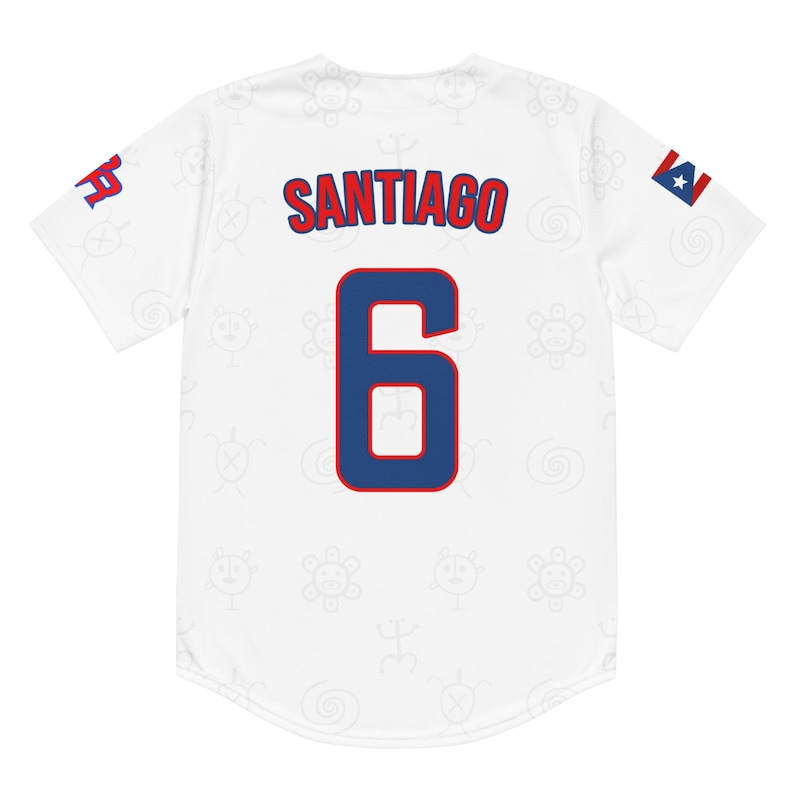 Puerto Rico Taino White Classic Baseball Jersey imagen 2