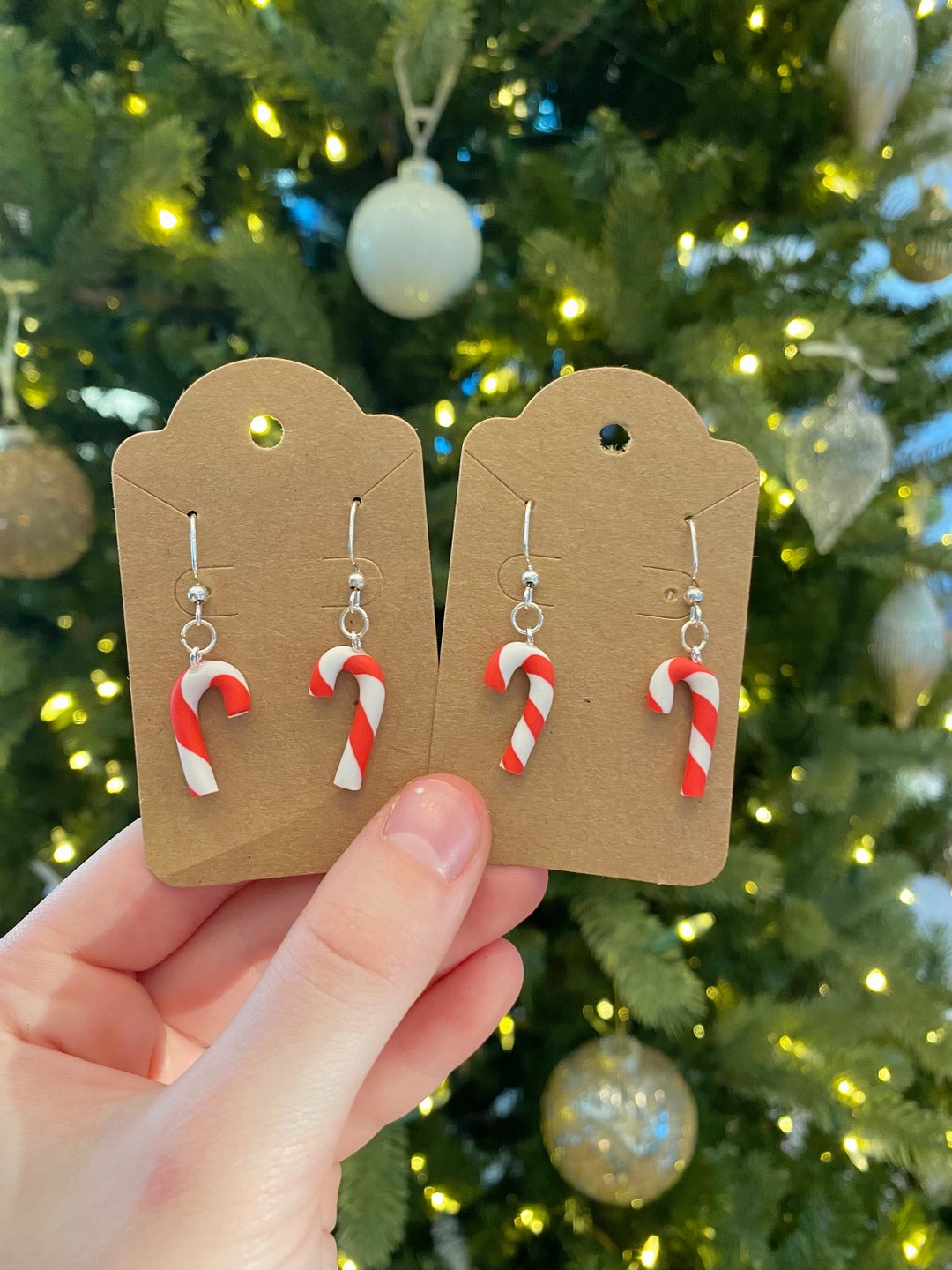 Candy Cane Earrings Christmas Winter Earrings Mini Etsy