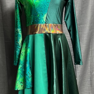 green praise dance dress Velvet Mini Wrap Dress Lime Green / Medium/Large main image 1
