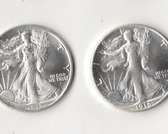 Walking Liberty Half Dollar Style Double Headed & Two Tailed Magic Trick Two Face Lucky 2 Coin Set