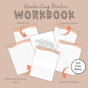 Adult Handwriting Practice Workbook | Print Handwriting Workbook | Adult Penmanship Worksheets | Mindful, Minimal Design | Instant Download