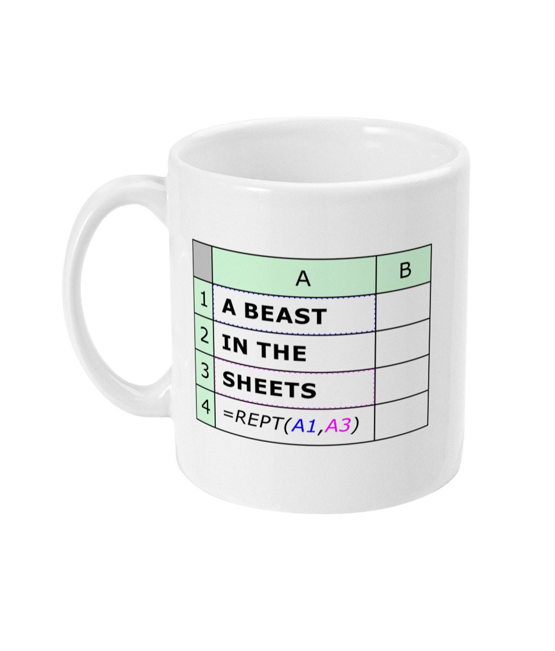 Truetoyou Funny Excel Beast in the Sheets Mug, Spreadsheets, IT