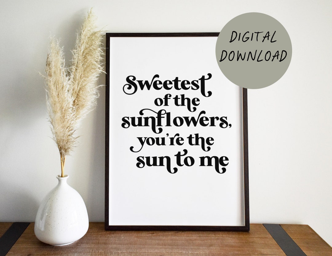 Zach Bryan Sun to Me Printable Wall Art Song Lyric Decor, Music