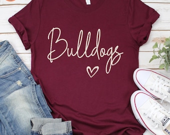 Vintage Bulldogs T-Shirt, School Spirit Fan Tee
