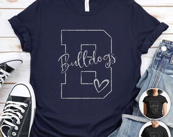Distressed Bulldogs T-Shirt: Sports Tee, Distressed Graphic, Retro, Unisex Shirt, Multi Color Options