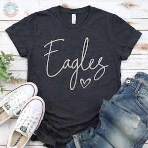 Grunge retro eagles flying bird t-shirt, custom inspirational eagles fly, mascot eagles t-shirt eagles heart school, sports fan team spirit.