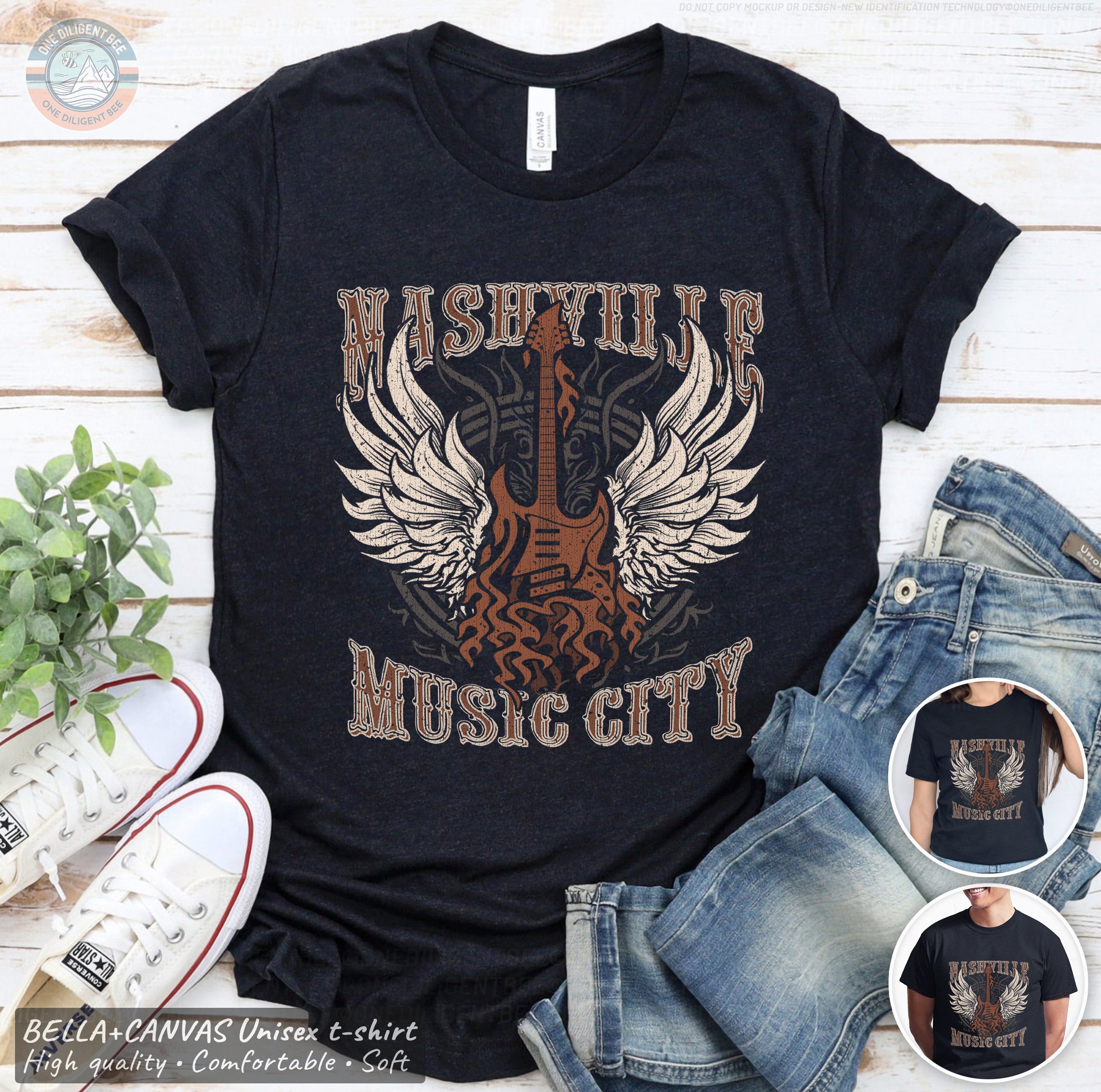 Women's Nashville Music City T-Shirt – Vintage Guitar Wings