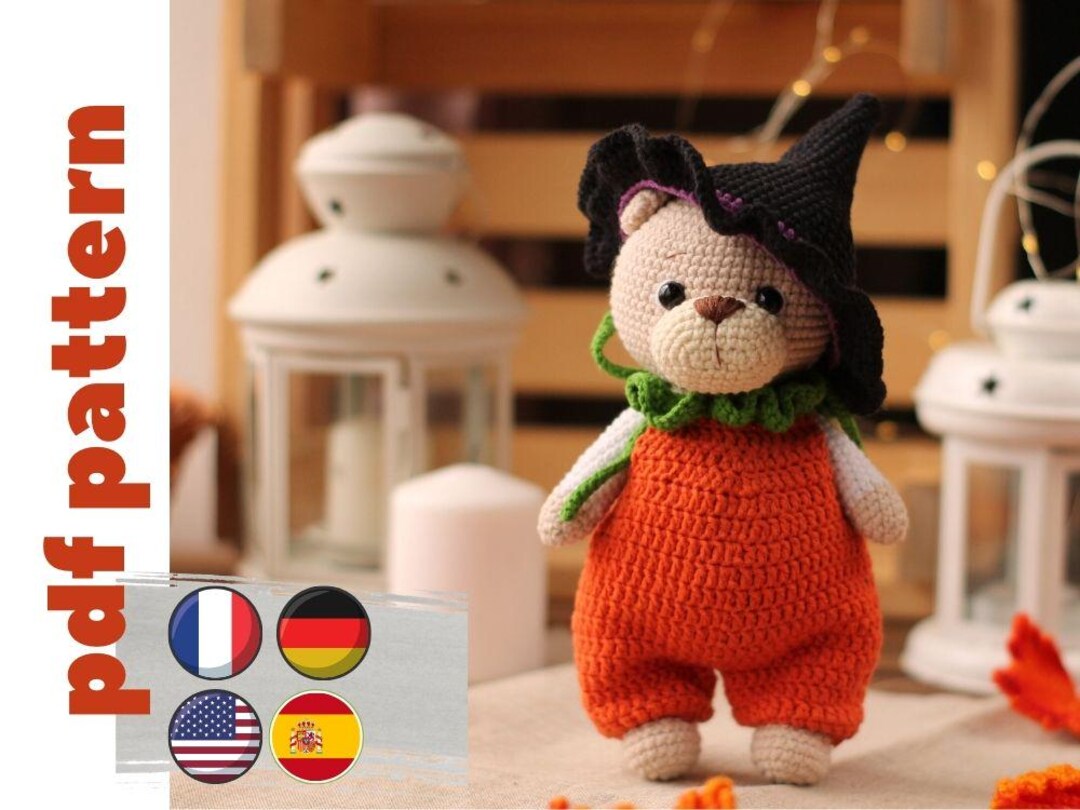 Crochet Bear Pattern. Halloween Crochet Pattern. Amigurumi Bear in ...