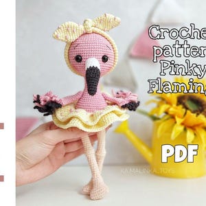 Crochet Pattern Pinky Flamingo, Amigurumi Bird Crochet Pattern, Amigurumi Flamingo Pattern, Crochet Flamingo, PDF in Eng