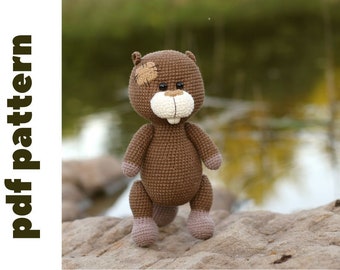 crochet beaver pattern. cute animals amigurumi pattern. amigurumi beaver tutorial. crochet animals pattern.