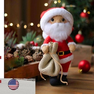 Crochet santa claus pattern in Eng. amigurumi christmas doll pattern. DIY crochet christmas decor pattern. Crochet doll pattern.