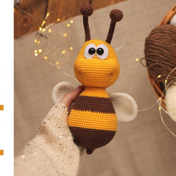 Gehäkeltes Bienenmuster. gehäkelte lustige Biene. Häkelanleitung. Amigurumi Muster. Hummel Häkelanleitung