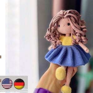 doll crochet pattern pdf in ENG\DE. crochet doll with outfit. doll amigurumi crochet pattern toy/ DIY crochet doll with clothes