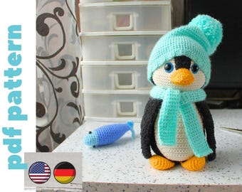 Haakpatroon pinguïn pdf. Gehaakt pinguïnpatroon in Eng\Ger. amigurumi-pinguïn. gehaakt kerstpatroon. amigurumi-patroon.