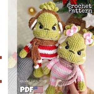 Häkelanleitung Weihnachten Plüsch grüner Bösewicht, Amigurumi Grüner Bösewicht, häkeln grüne Elfe, Anleitung Plüschstoff grüner Bösewicht, Anleitung in ENG