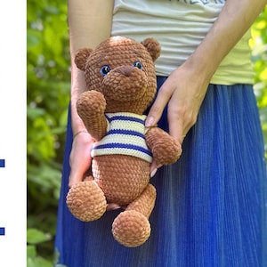 crochet bear pattern. cute plush teddy bear amigurumi pattern. DIY gift for the children. easy crochet pattern toy.