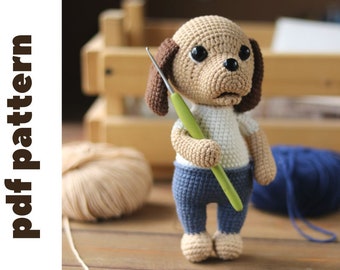 crochet puppy pattern. cute dog crochet pattern. amigurumi puppy tutorial in english. crochet animals pattern